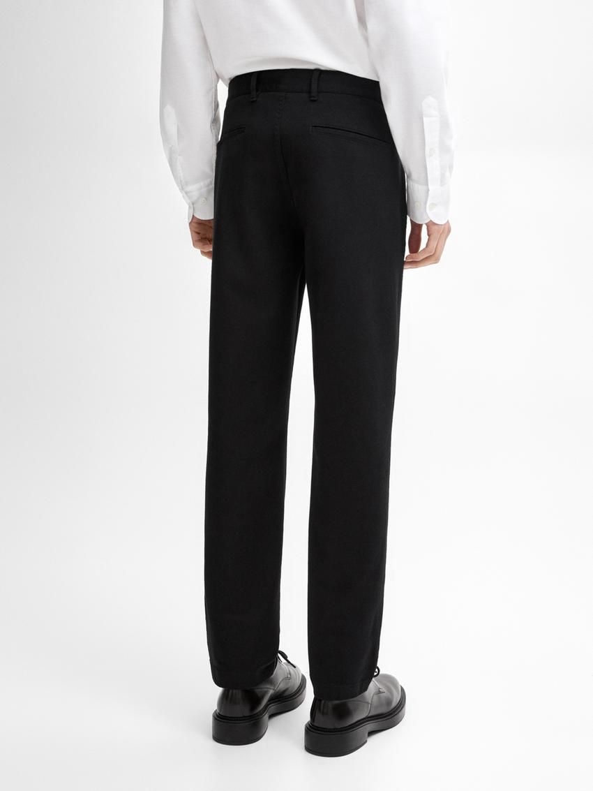 Massimo Dutti Slim Fit With Stitching Detail Men Trousers Black | US-DV3862479