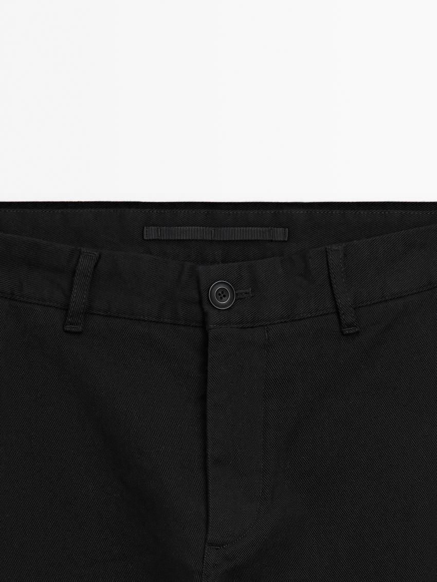 Massimo Dutti Slim Fit With Stitching Detail Men Trousers Black | US-DV3862479
