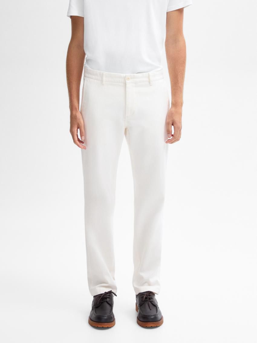 Massimo Dutti Slim Fit With Stitching Detail Men Trousers White | US-ZU1729650