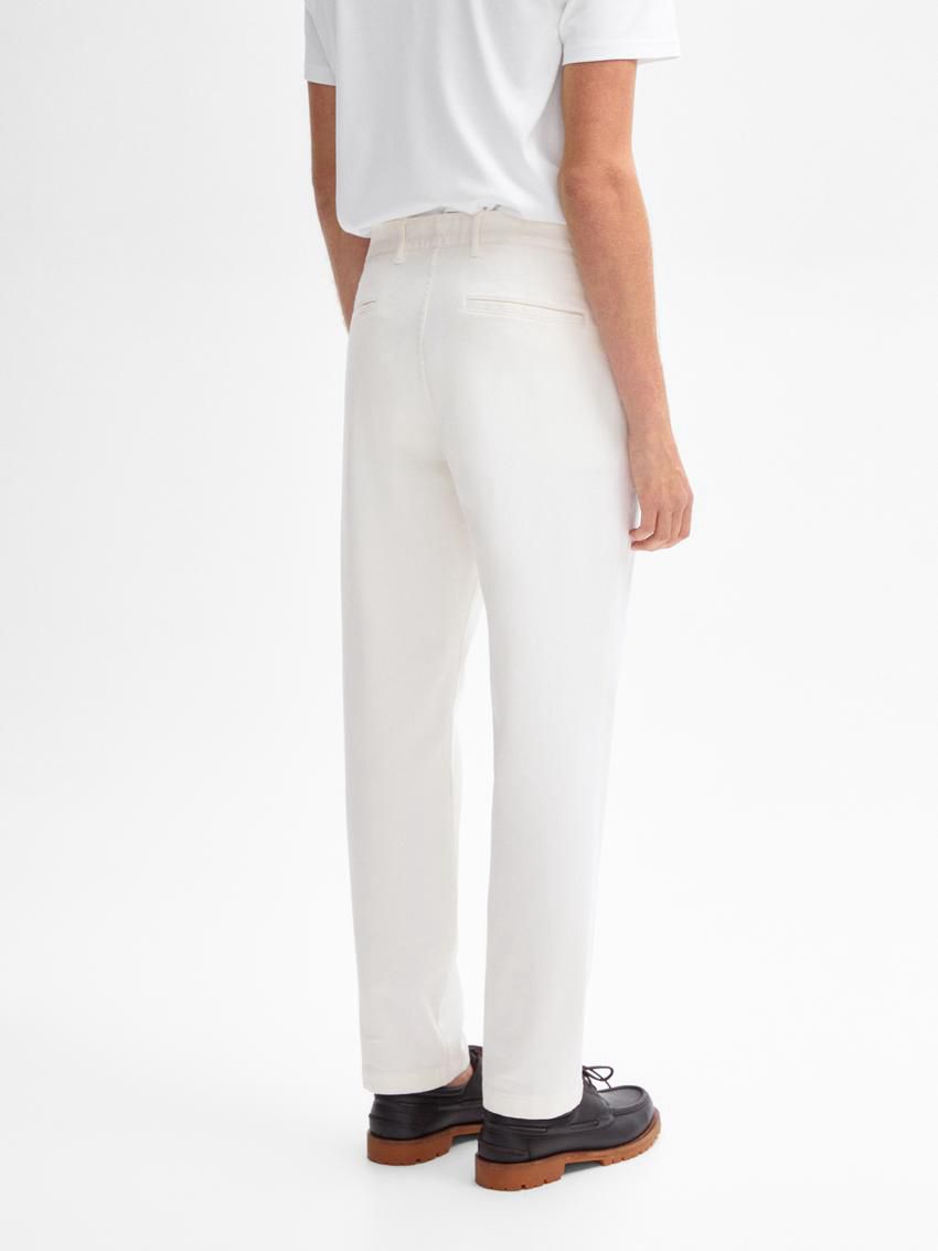 Massimo Dutti Slim Fit With Stitching Detail Men Trousers White | US-ZU1729650