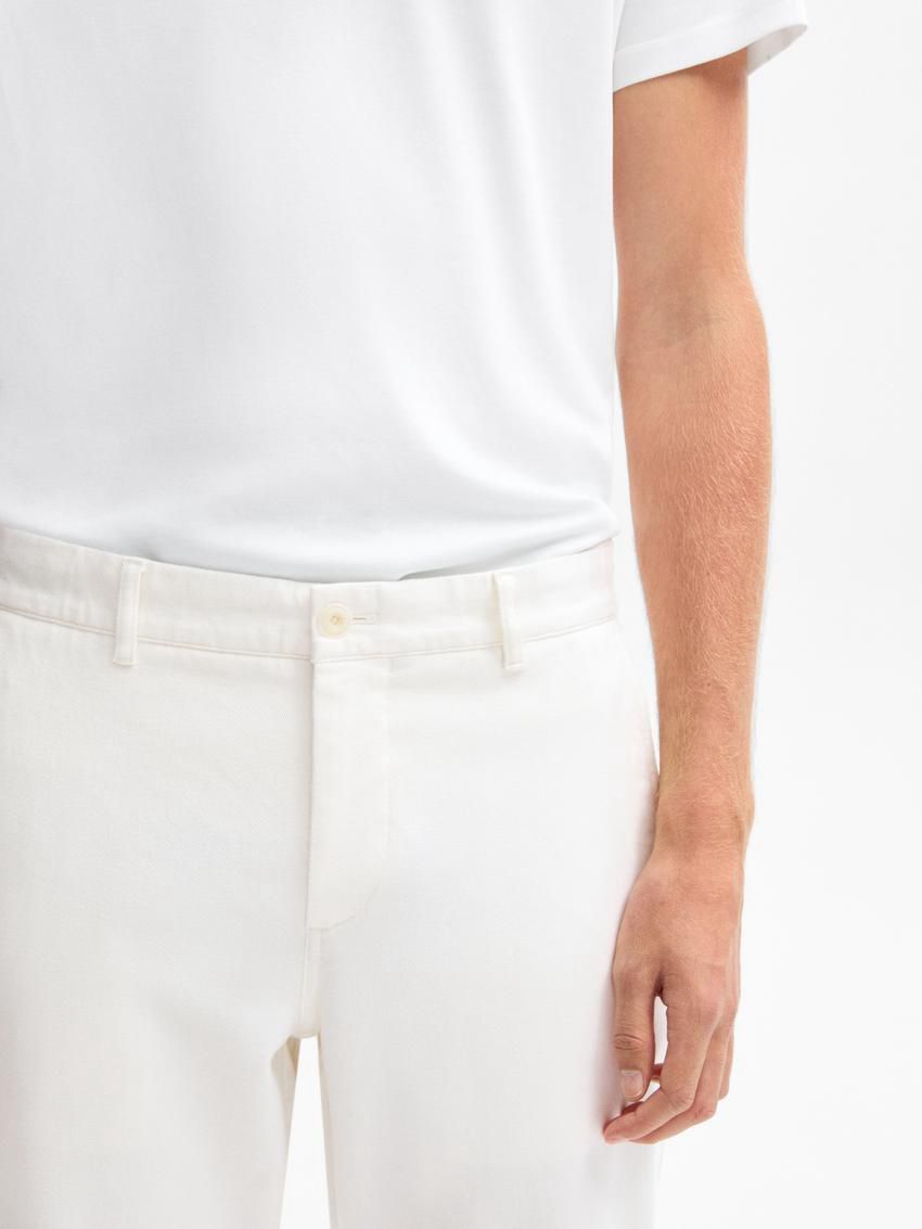 Massimo Dutti Slim Fit With Stitching Detail Men Trousers White | US-ZU1729650