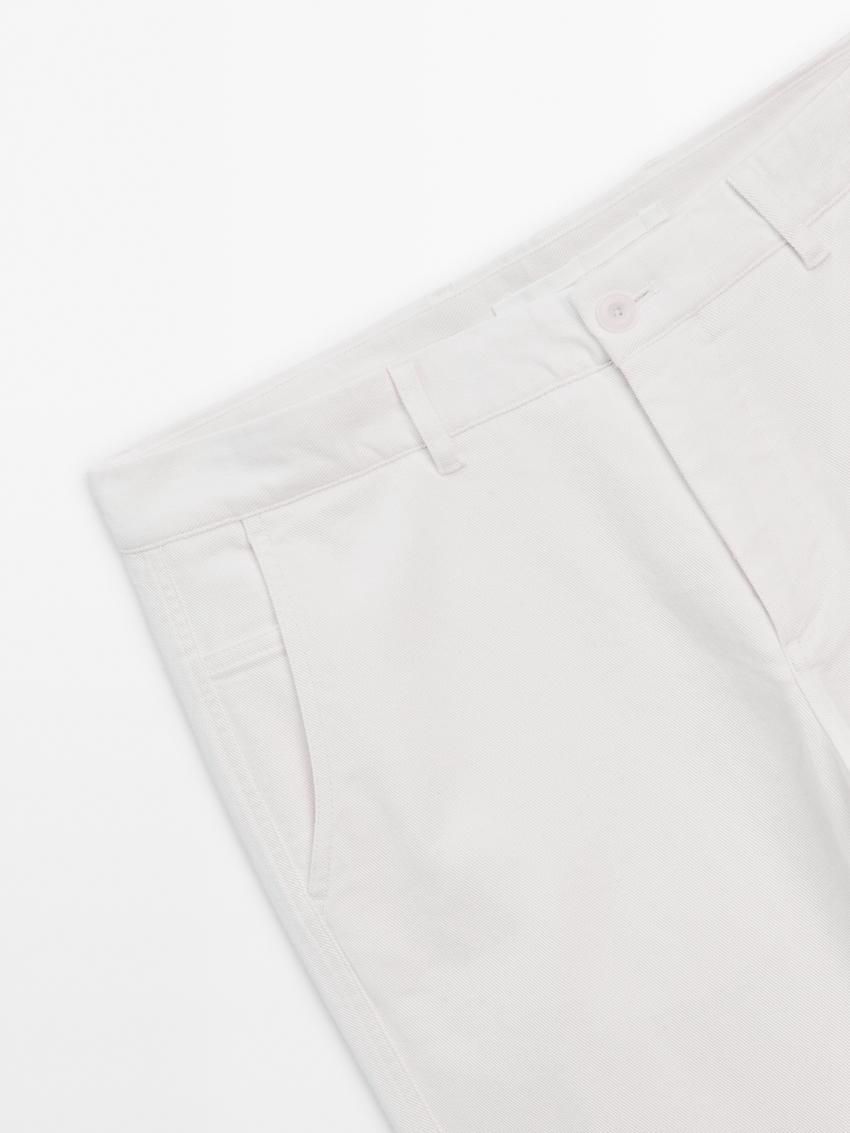 Massimo Dutti Slim Fit With Stitching Detail Men Trousers White | US-ZU1729650
