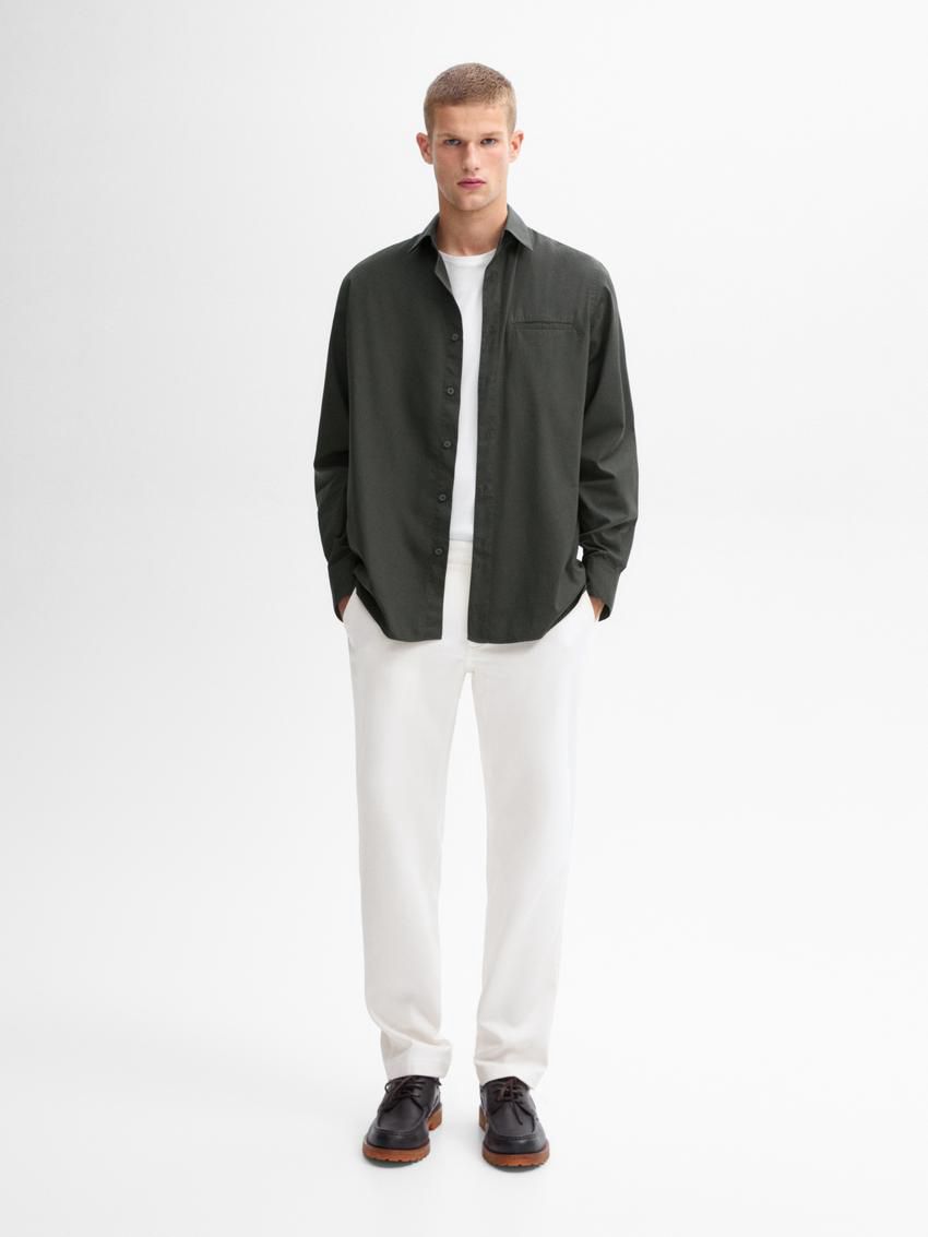 Massimo Dutti Slim Fit With Stitching Detail Men Trousers White | US-ZU1729650