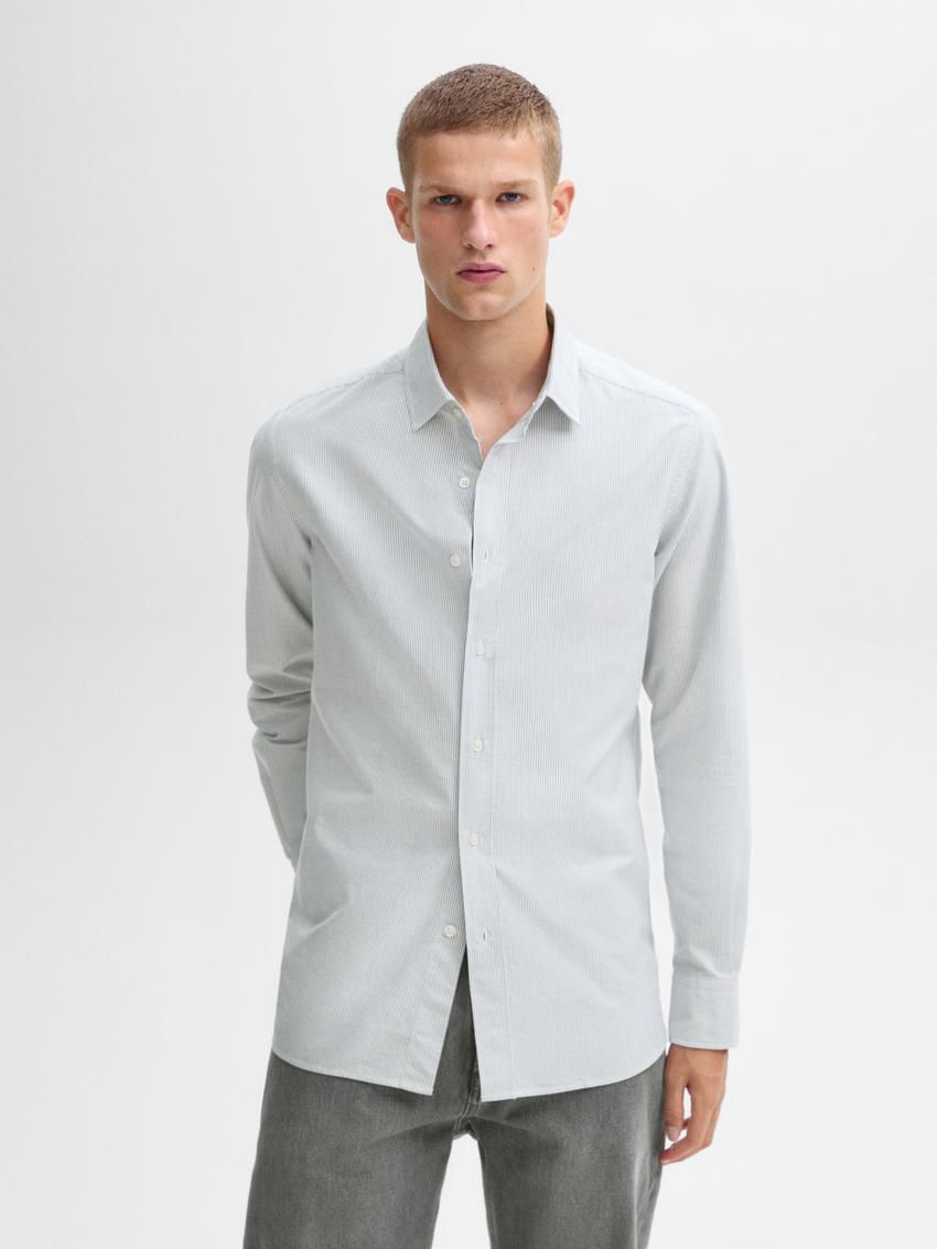 Massimo Dutti Slim Fit With Stripe Detail Men Shirts Blue / White | US-PG2893641
