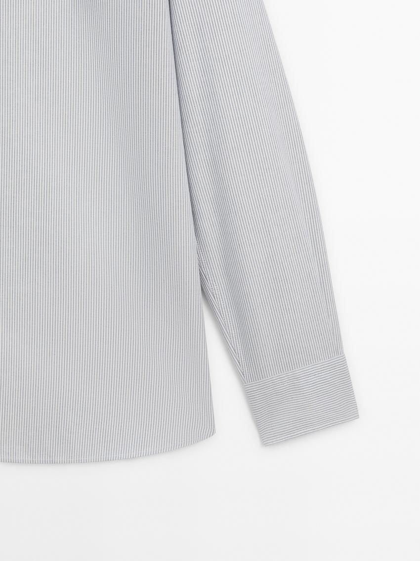 Massimo Dutti Slim Fit With Stripe Detail Men Shirts Blue / White | US-PG2893641