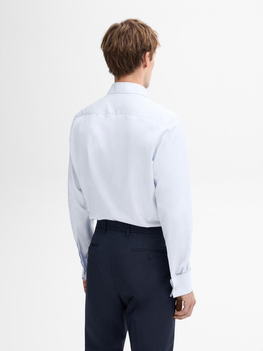 Massimo Dutti Slim-fit Double Cuff Twill Men Shirts Light Blue | US-NU0589327