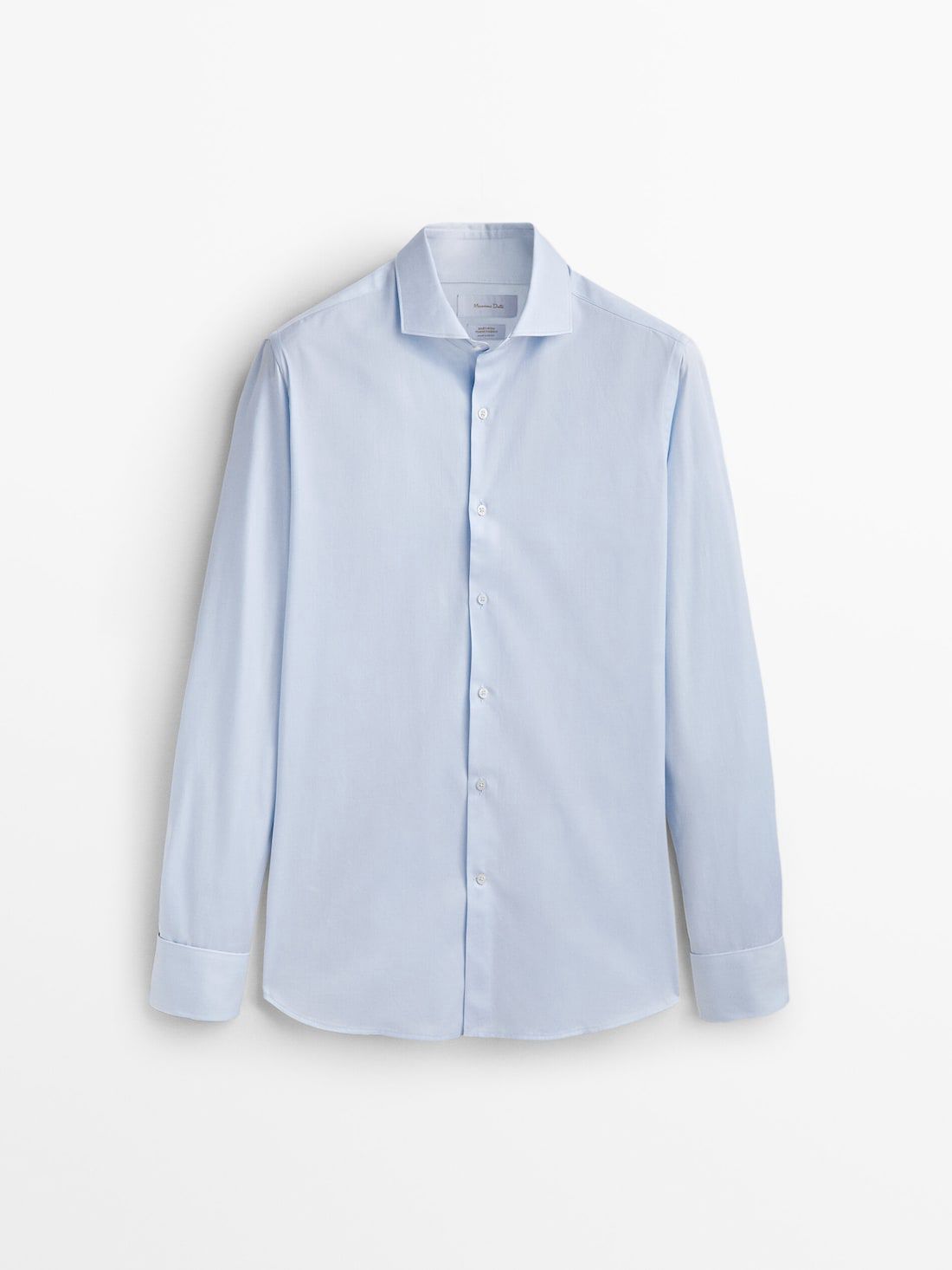 Massimo Dutti Slim-fit Double Cuff Twill Men Shirts Light Blue | US-NU0589327
