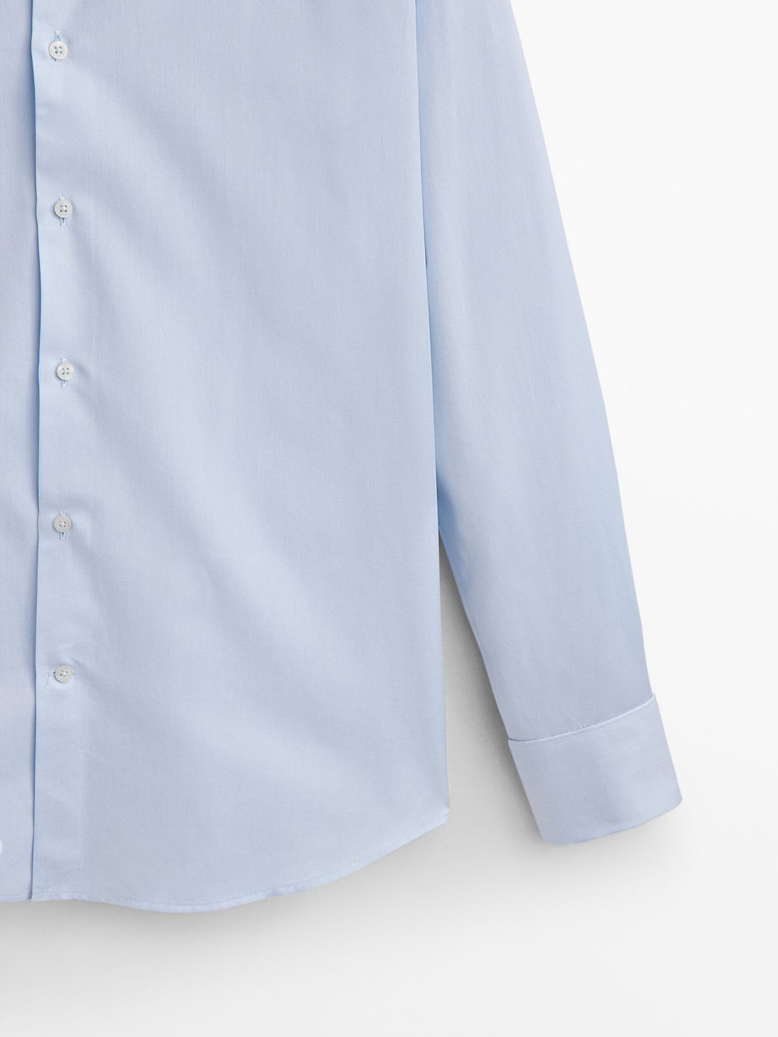 Massimo Dutti Slim-fit Double Cuff Twill Men Shirts Light Blue | US-NU0589327