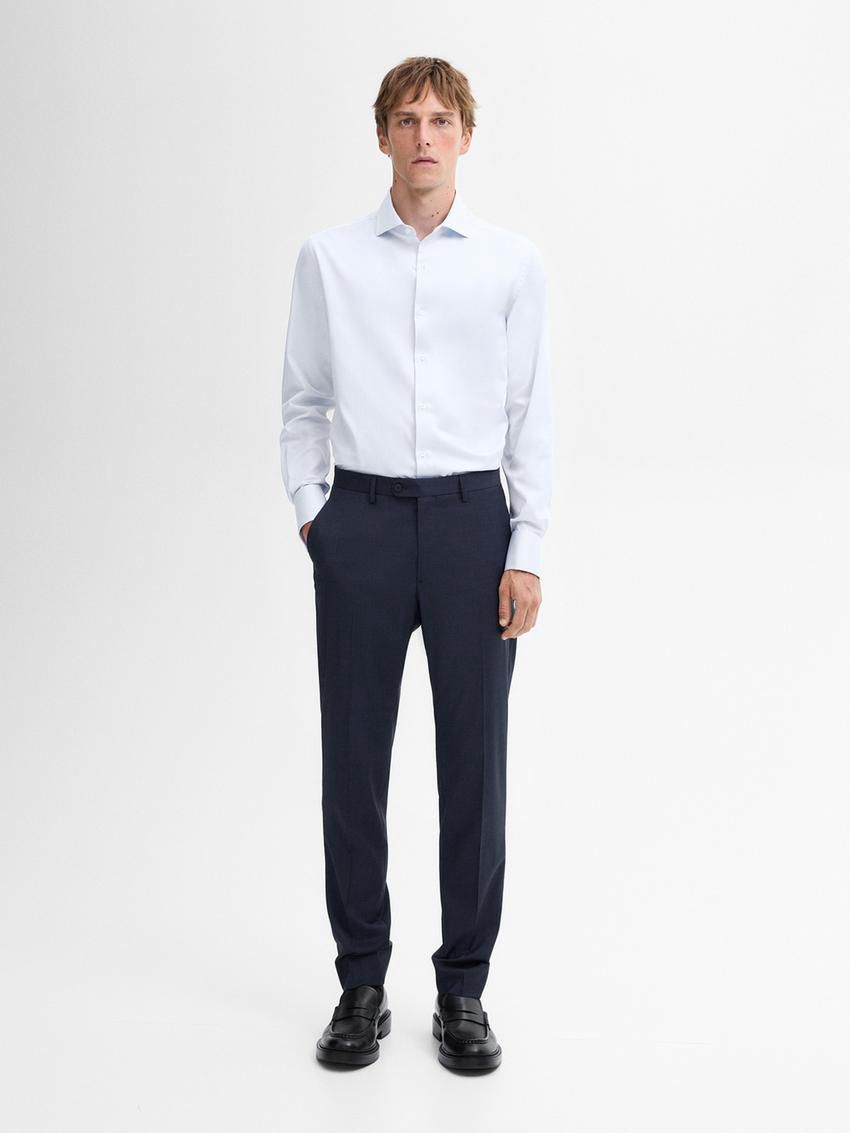 Massimo Dutti Slim-fit Double Cuff Twill Men Shirts Light Blue | US-NU0589327