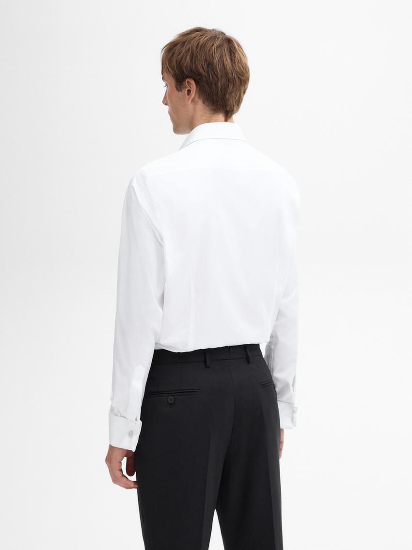 Massimo Dutti Slim-fit Double Cuff Twill Men Shirts White | US-PS3086157