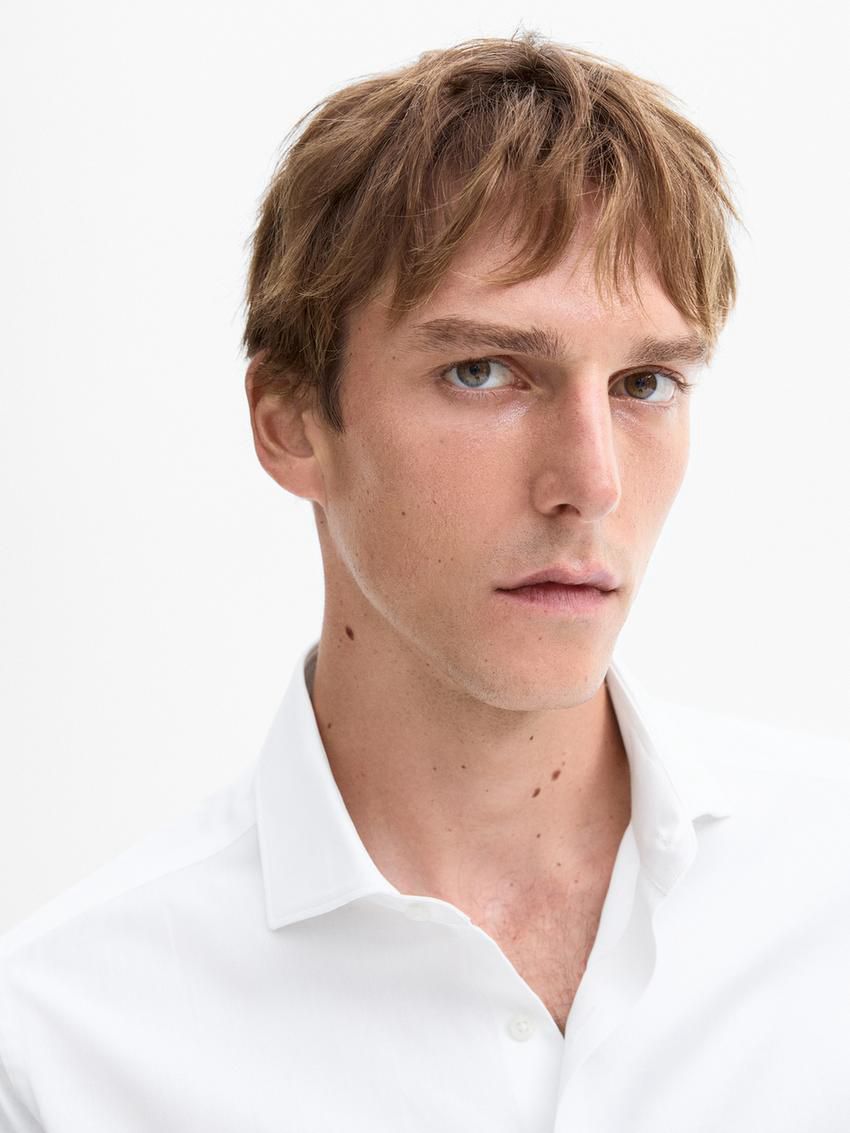 Massimo Dutti Slim-fit Double Cuff Twill Men Shirts White | US-PS3086157