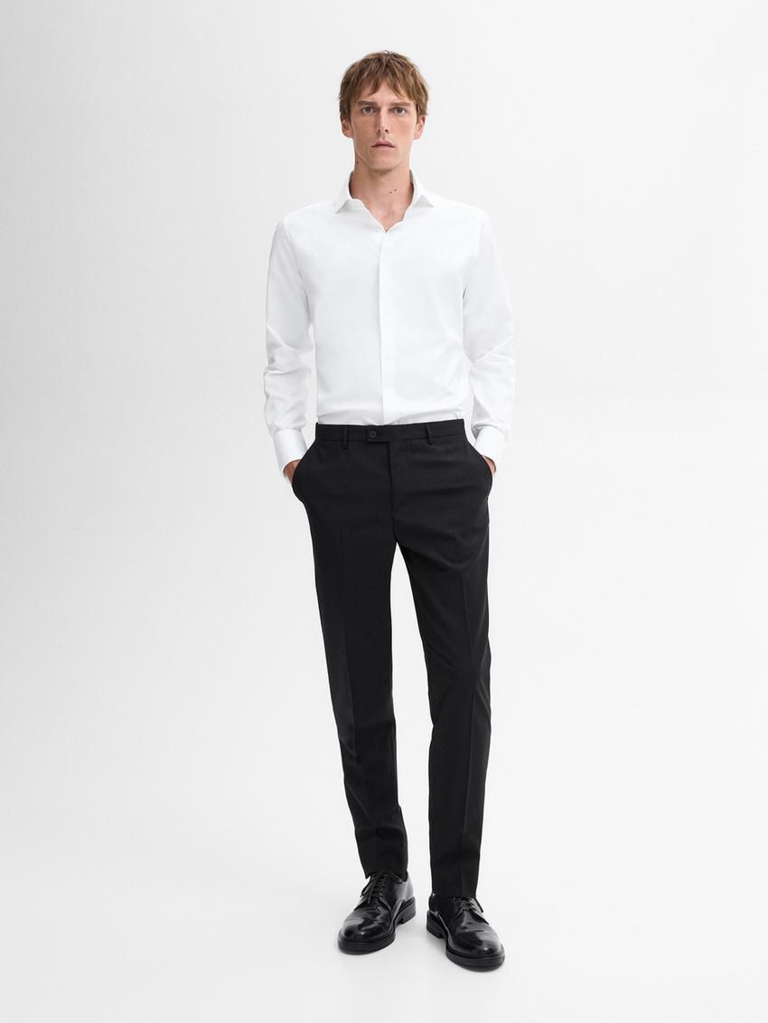 Massimo Dutti Slim-fit Double Cuff Twill Men Shirts White | US-PS3086157