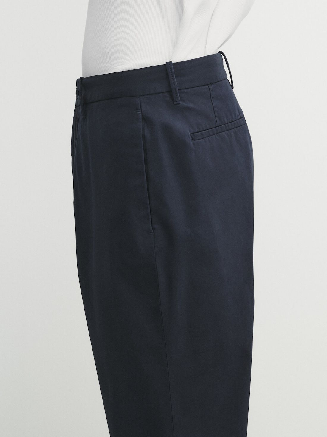 Massimo Dutti Slim-fit Tricotine Chino Men Trousers Navy | US-HF8150794