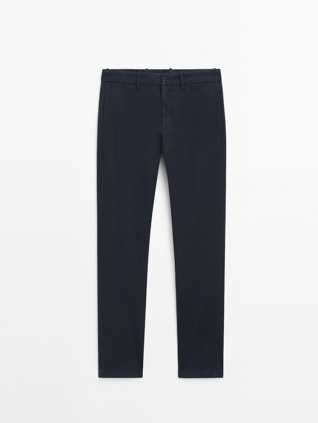 Massimo Dutti Slim-fit Tricotine Chino Men Trousers Navy | US-HF8150794