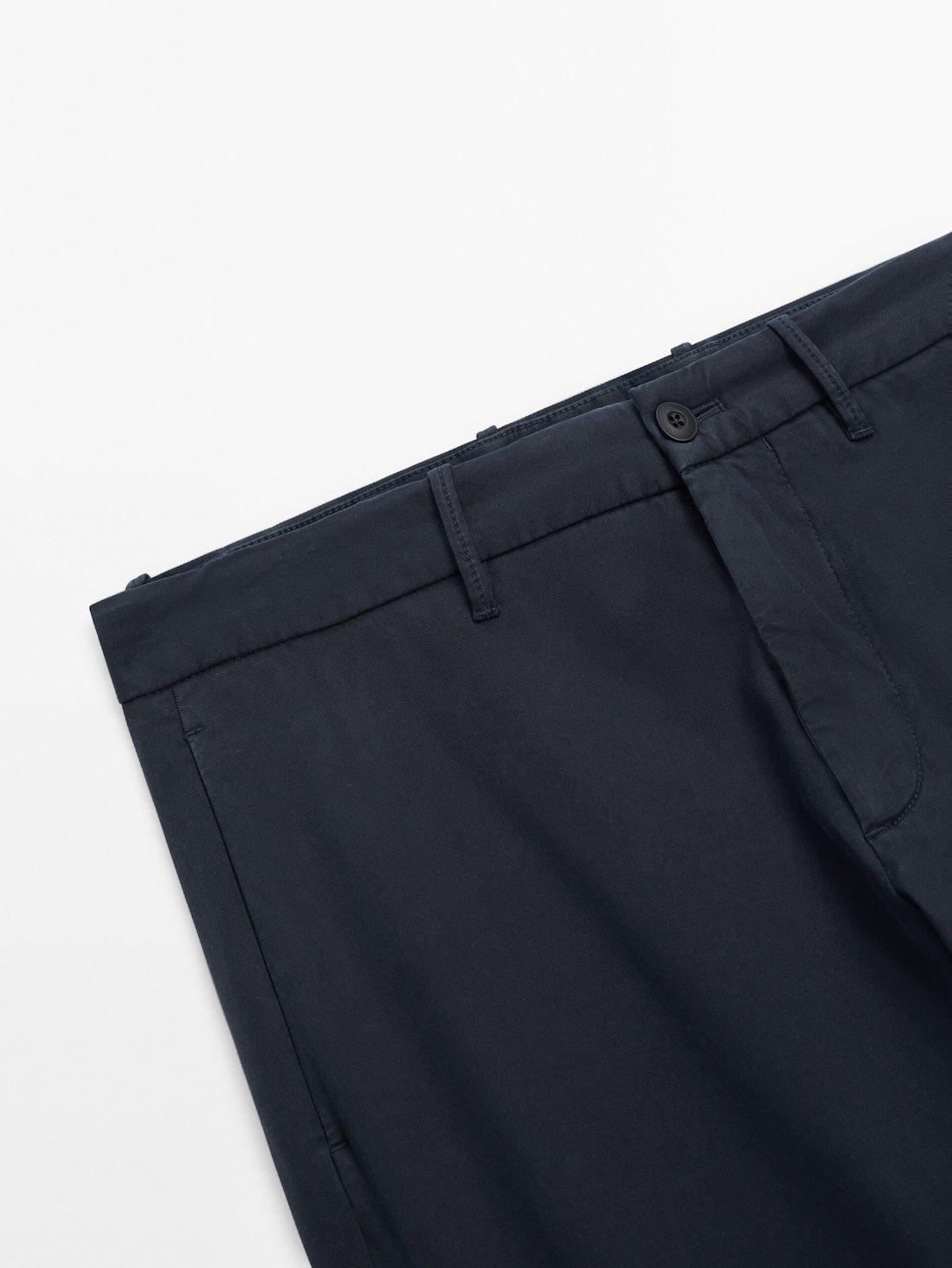 Massimo Dutti Slim-fit Tricotine Chino Men Trousers Navy | US-HF8150794