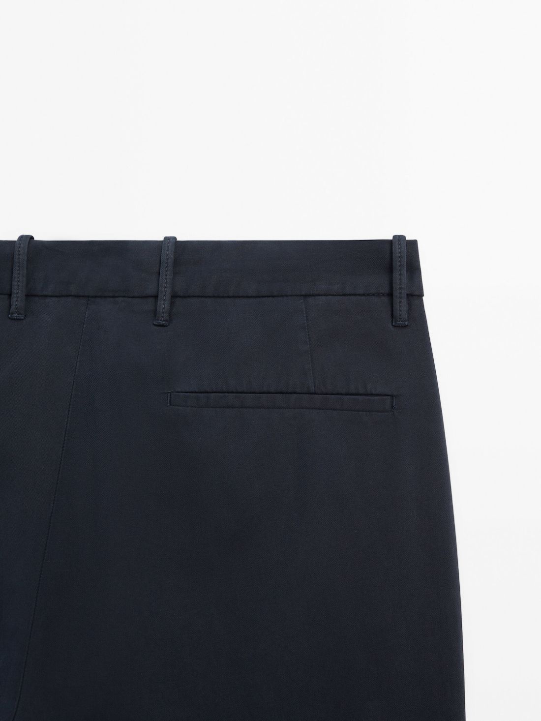 Massimo Dutti Slim-fit Tricotine Chino Men Trousers Navy | US-HF8150794