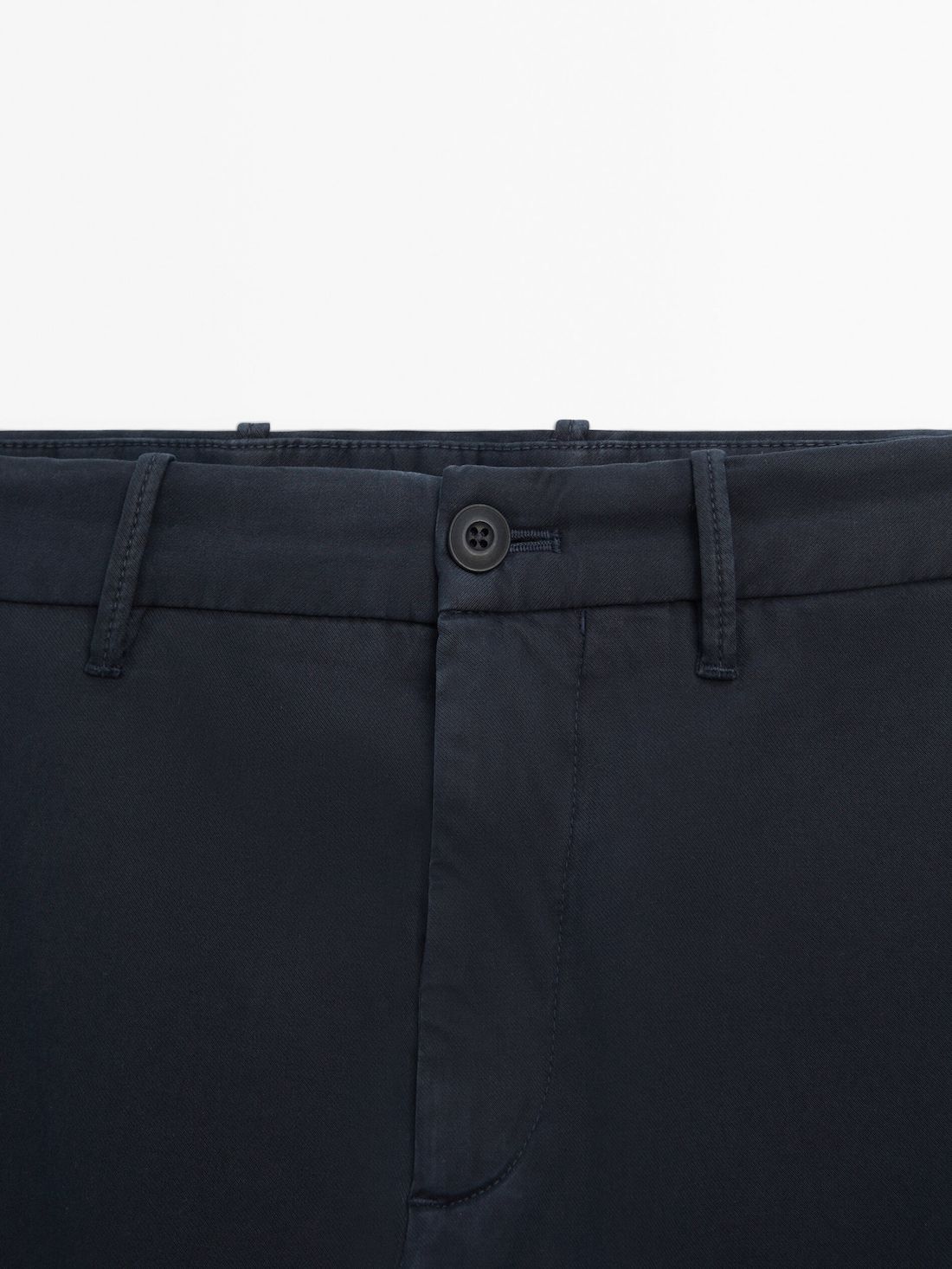 Massimo Dutti Slim-fit Tricotine Chino Men Trousers Navy | US-HF8150794