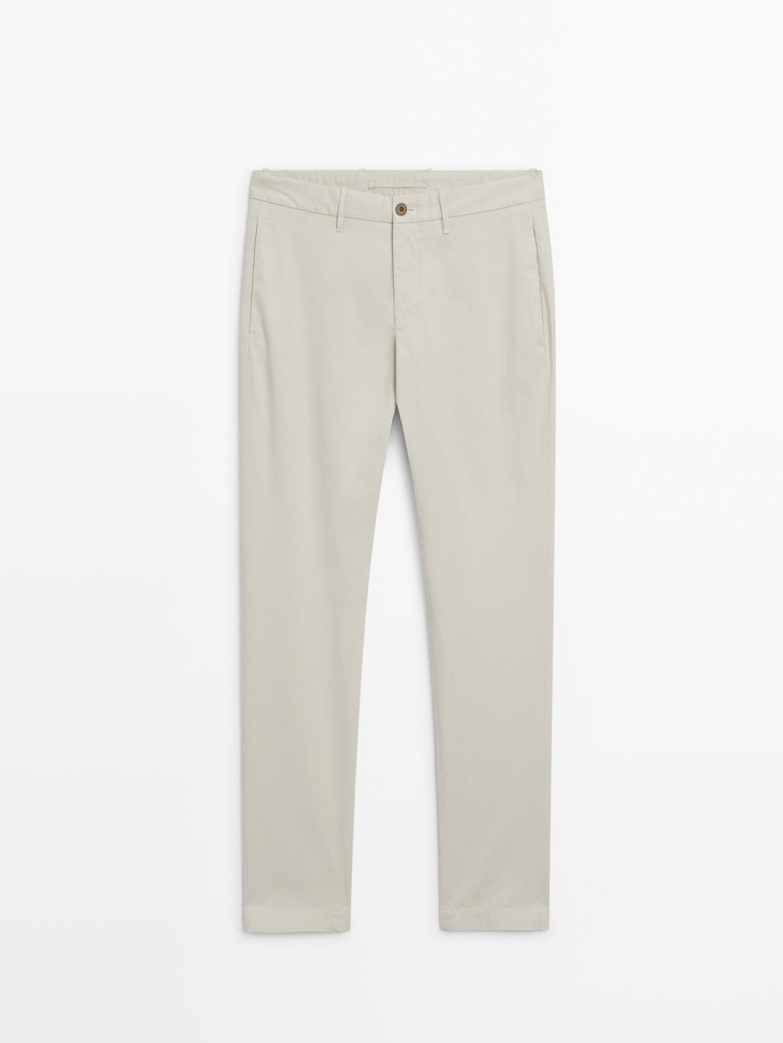 Massimo Dutti Slim-fit Tricotine Chino Men Trousers Cream | US-TB8401725