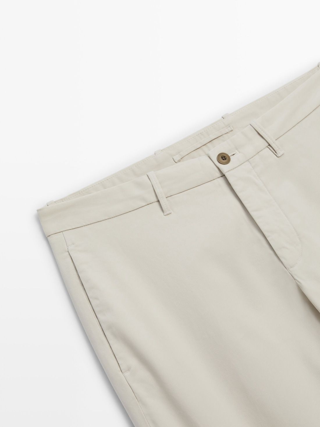 Massimo Dutti Slim-fit Tricotine Chino Men Trousers Cream | US-TB8401725