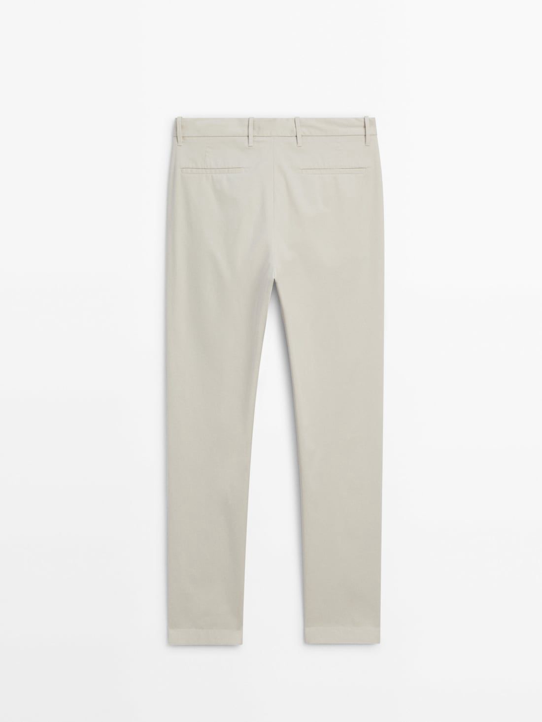 Massimo Dutti Slim-fit Tricotine Chino Men Trousers Cream | US-TB8401725