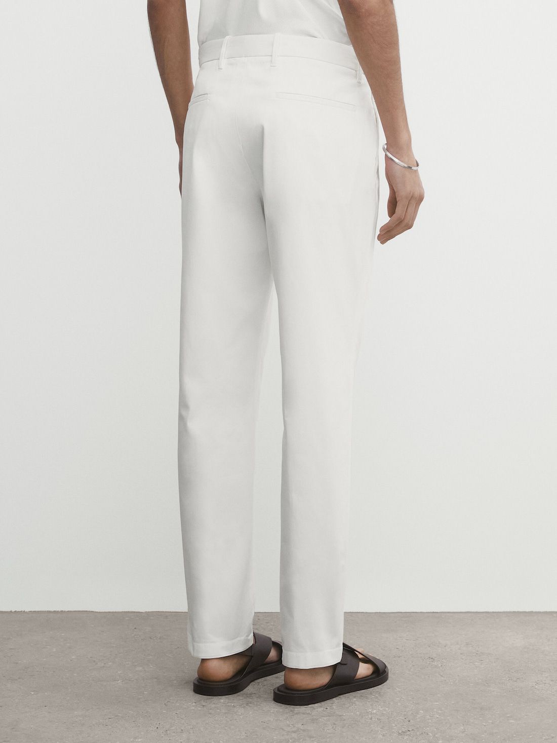 Massimo Dutti Slim-fit Tricotine Chino Men Trousers White | US-CB7234681