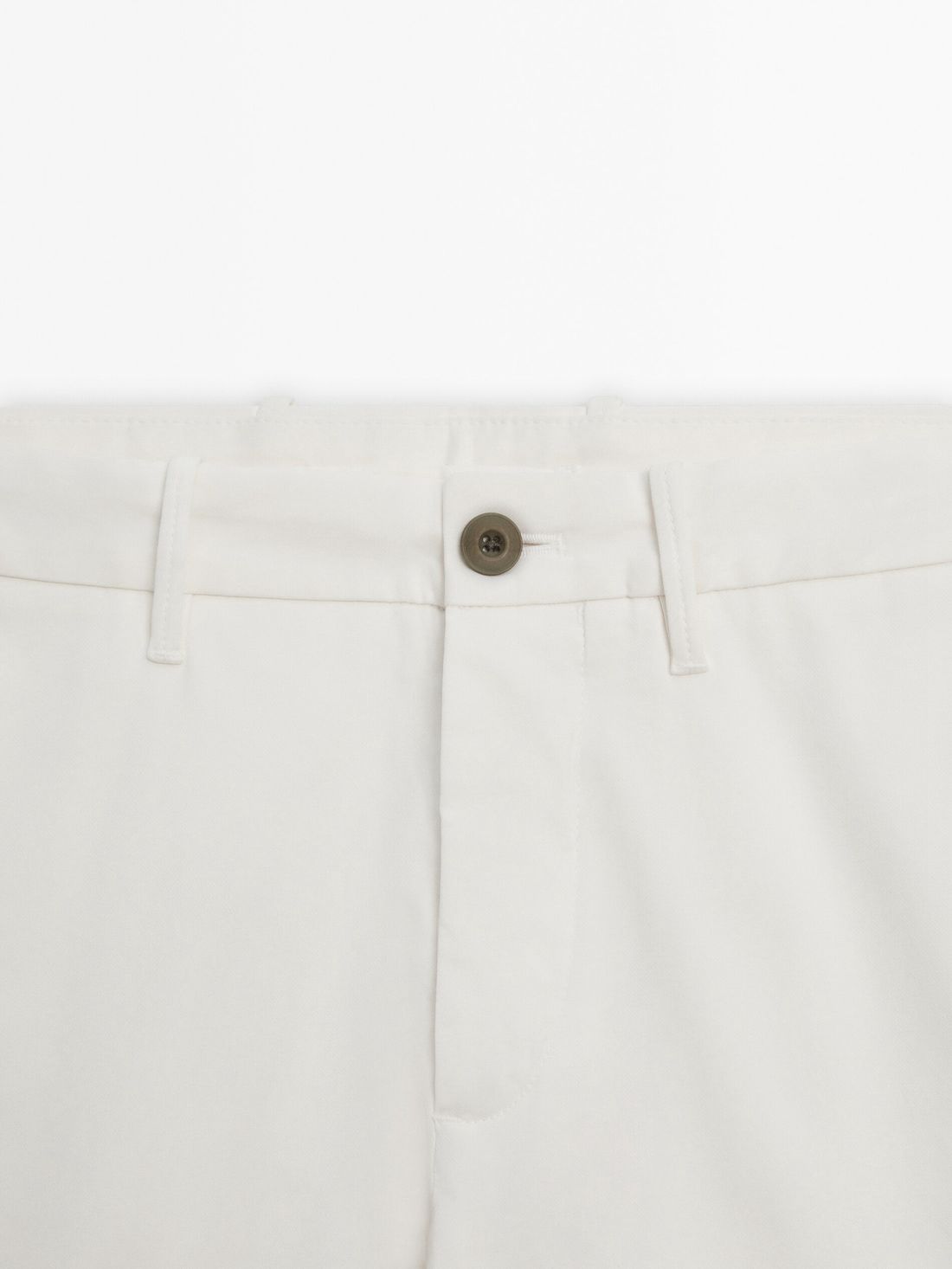 Massimo Dutti Slim-fit Tricotine Chino Men Trousers White | US-CB7234681