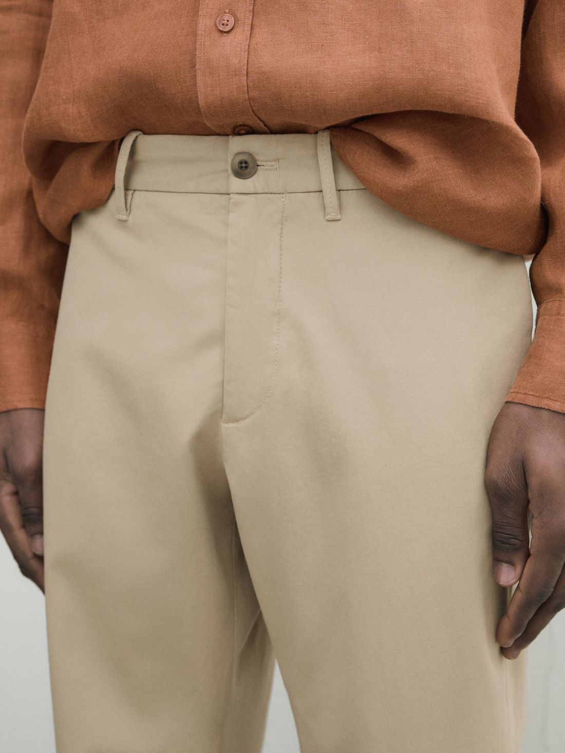 Massimo Dutti Slim-fit Tricotine Chino Men Trousers Brown | US-ZN8169523