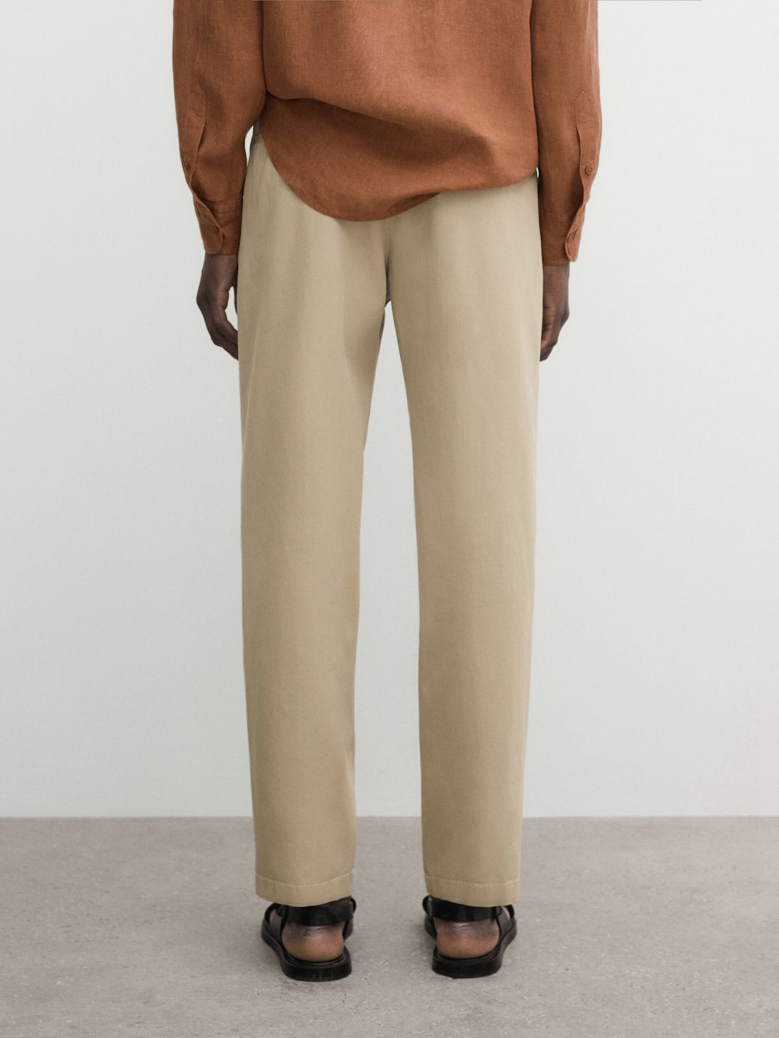 Massimo Dutti Slim-fit Tricotine Chino Men Trousers Brown | US-ZN8169523