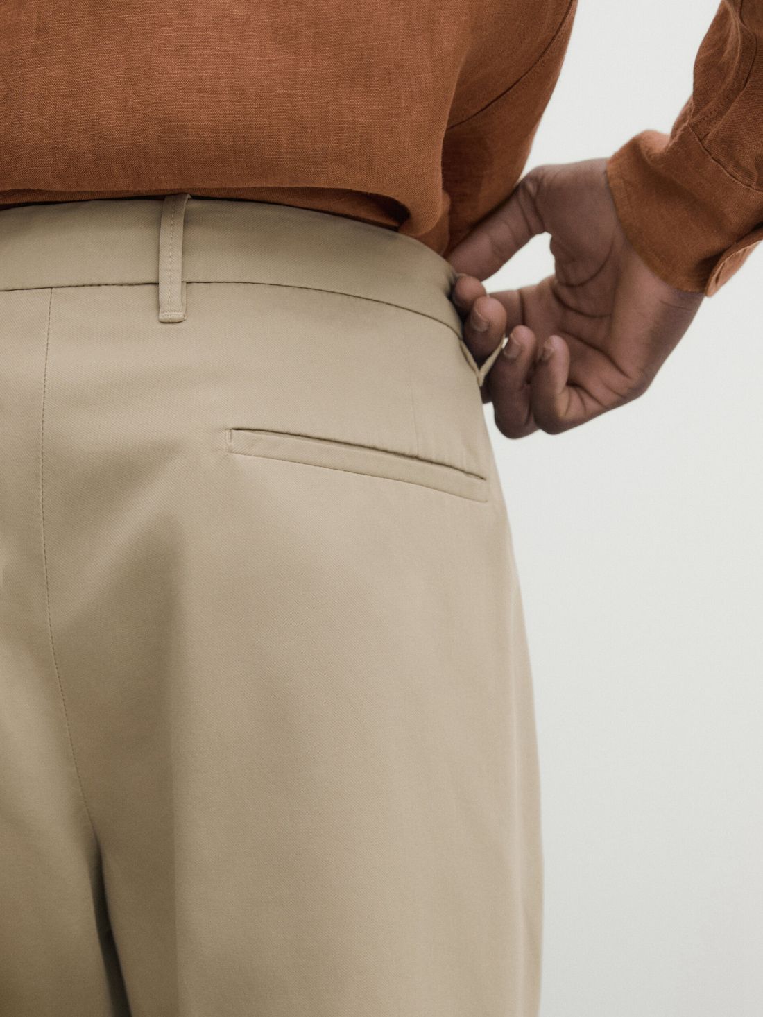 Massimo Dutti Slim-fit Tricotine Chino Men Trousers Brown | US-ZN8169523