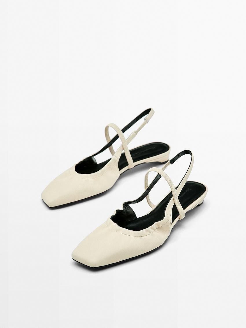 Massimo Dutti Slingback With Instep Strap Women Ballet Flats Cream | US-BR9812645