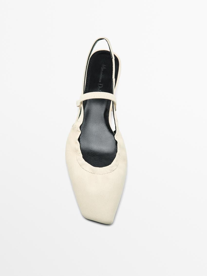 Massimo Dutti Slingback With Instep Strap Women Ballet Flats Cream | US-BR9812645