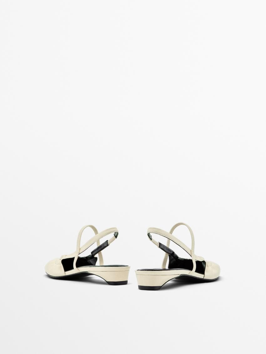 Massimo Dutti Slingback With Instep Strap Women Ballet Flats Cream | US-BR9812645