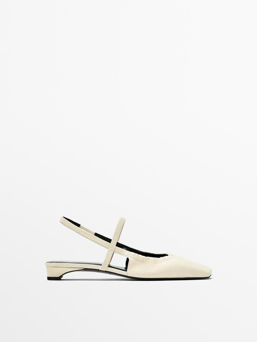 Massimo Dutti Slingback With Instep Strap Women Ballet Flats Cream | US-BR9812645