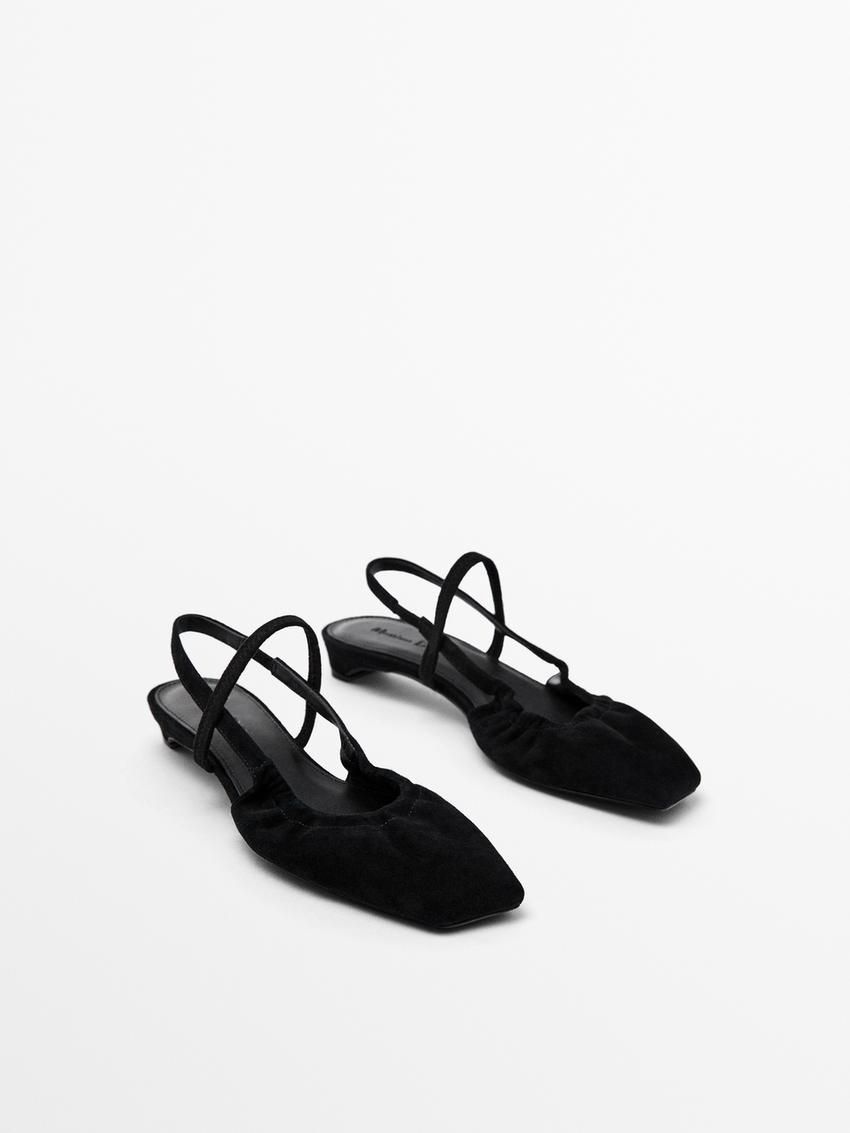 Massimo Dutti Slingback With Instep Strap Women Ballet Flats Black | US-FK6254798