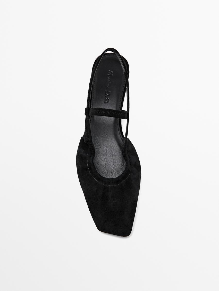 Massimo Dutti Slingback With Instep Strap Women Ballet Flats Black | US-FK6254798