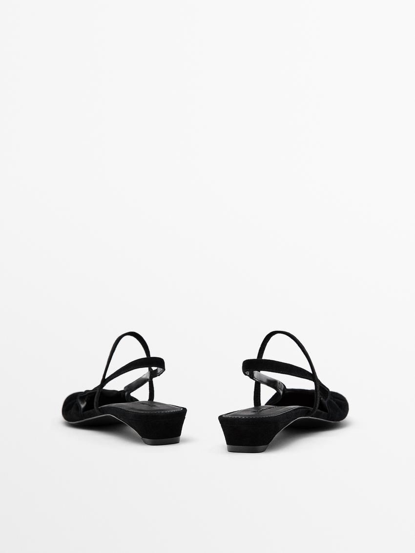 Massimo Dutti Slingback With Instep Strap Women Ballet Flats Black | US-FK6254798