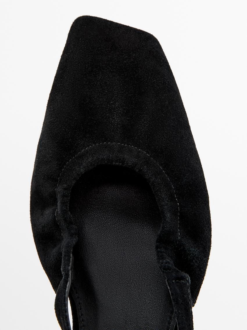 Massimo Dutti Slingback With Instep Strap Women Ballet Flats Black | US-FK6254798