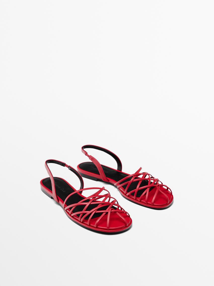 Massimo Dutti Slingback With Multiple Straps Women Sandals Red | US-NP2975841