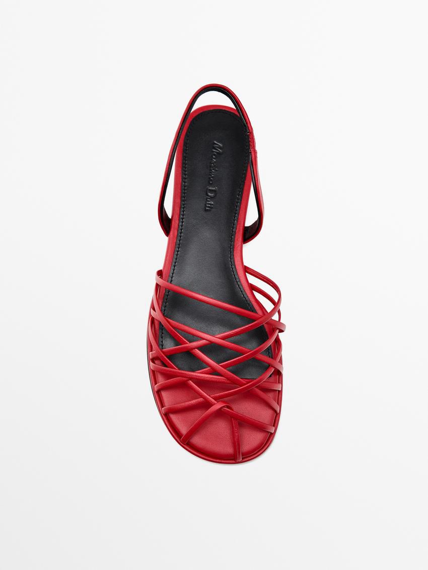 Massimo Dutti Slingback With Multiple Straps Women Sandals Red | US-NP2975841