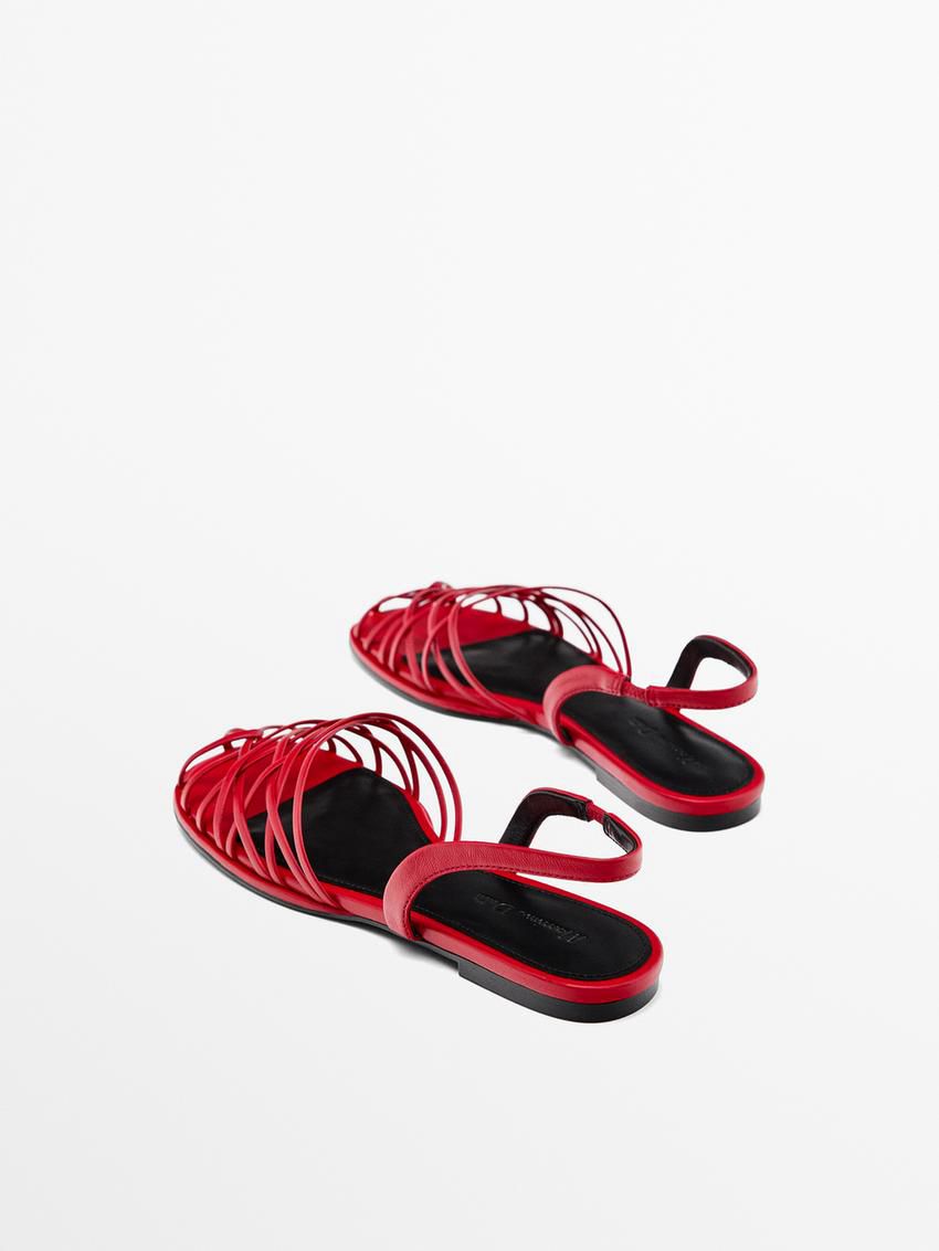 Massimo Dutti Slingback With Multiple Straps Women Sandals Red | US-NP2975841