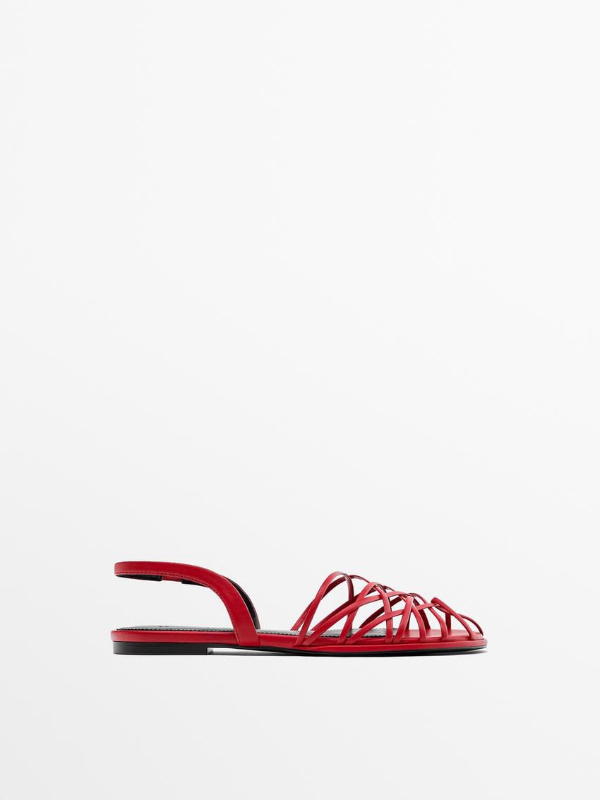Massimo Dutti Slingback With Multiple Straps Women Sandals Red | US-NP2975841