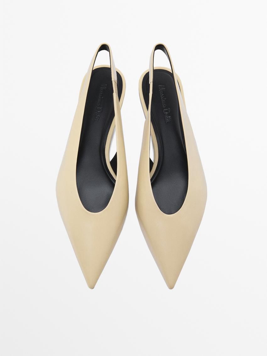 Massimo Dutti Slingback With Pointed Toe Women Ballet Flats Cream | US-RY7594860