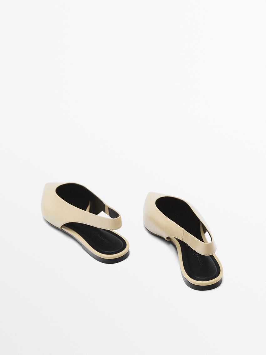 Massimo Dutti Slingback With Pointed Toe Women Ballet Flats Cream | US-RY7594860