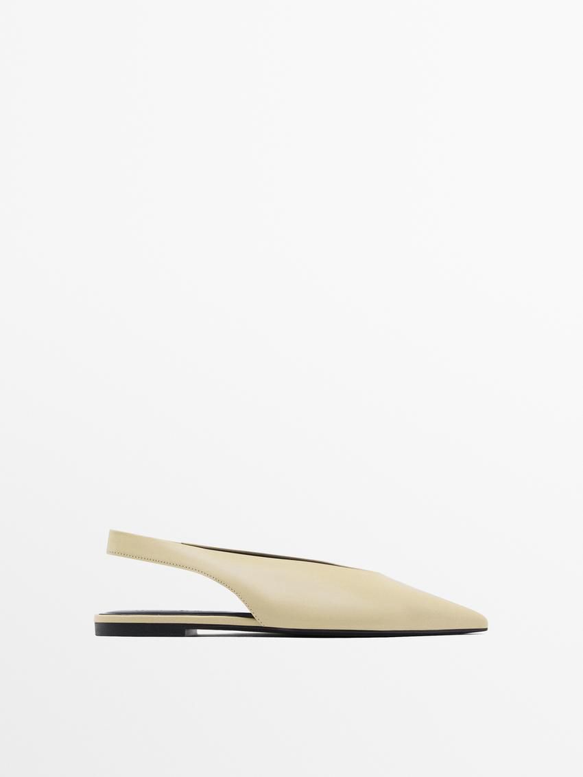 Massimo Dutti Slingback With Pointed Toe Women Ballet Flats Cream | US-RY7594860