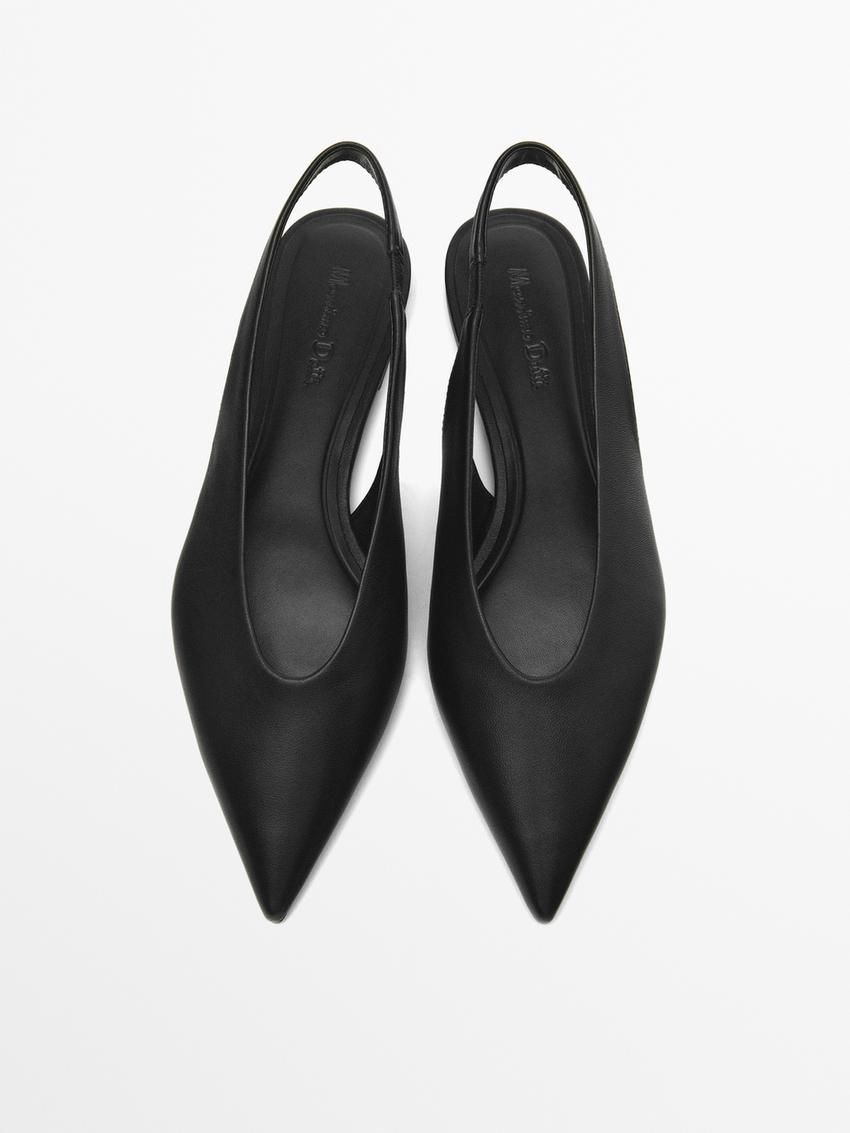 Massimo Dutti Slingback With Pointed Toe Women Ballet Flats Black | US-DC0138675