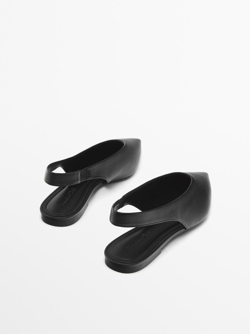 Massimo Dutti Slingback With Pointed Toe Women Ballet Flats Black | US-DC0138675