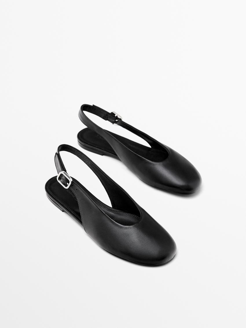 Massimo Dutti Slingback Women Ballet Flats Black | US-IN4876925