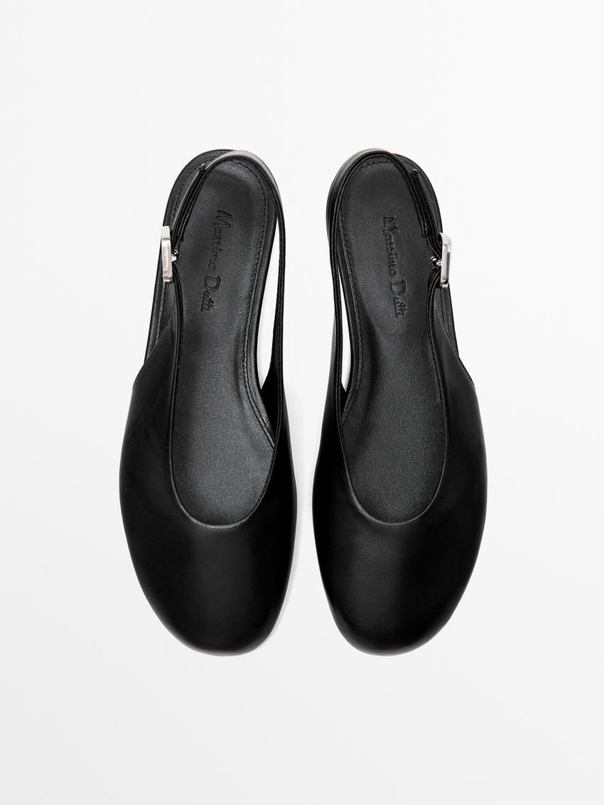 Massimo Dutti Slingback Women Ballet Flats Black | US-IN4876925