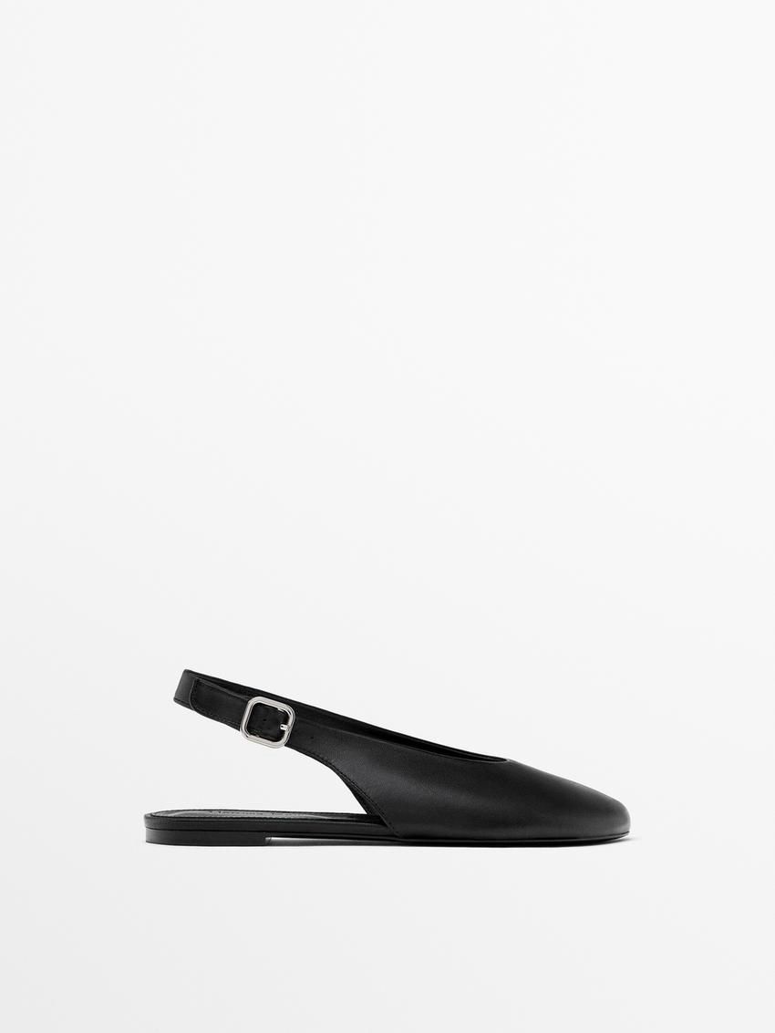 Massimo Dutti Slingback Women Ballet Flats Black | US-IN4876925