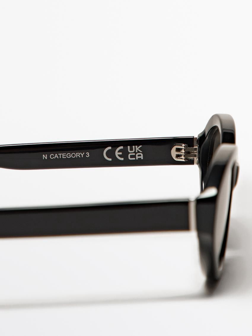 Massimo Dutti Small Oval Women Sunglasses Black | US-LW6415978